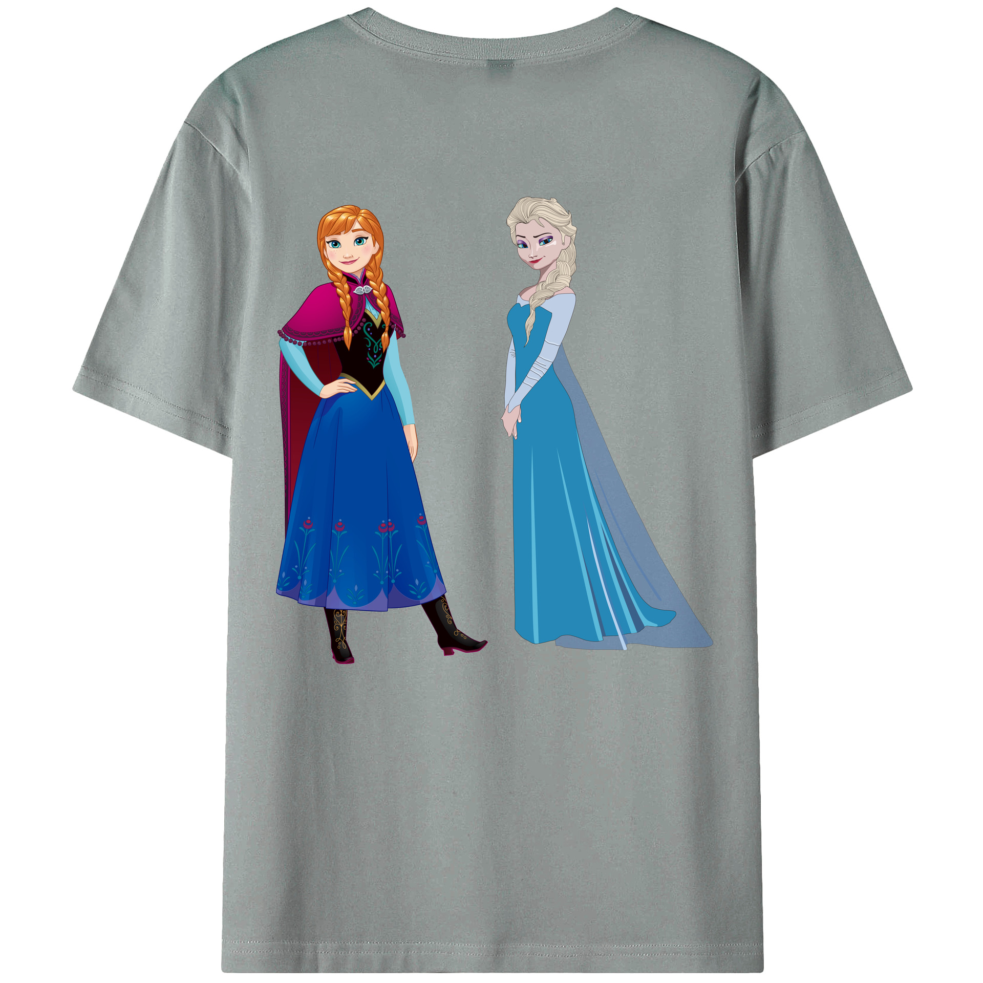 （画像用） アナと雪の女王 アンナ エルサ Frozen Anna Elsa 綿100％ メンズ半袖Tシャツ（バックプリント） 通気性